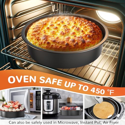 6 Inch Round Cake Pan Set of 3, Nonstick Baking Pans with 100PCS Parchment Paper, Dishwasher Safe - size: 6 Inch