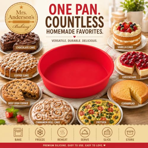 Mrs. Anderson's Baking Silicone Round Cake Pan, 9 Inch - size: Round, 9-Inch