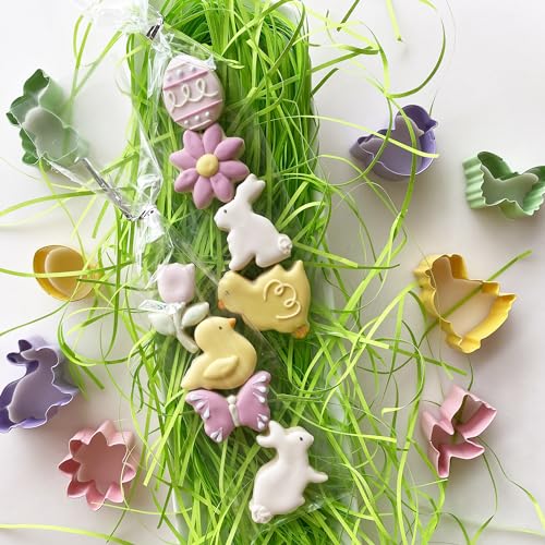 R&M Mini Easter 8-Piece Color Cookie Cutter Set – Polyresin Coated Bunny, Egg, Chick & Spring Baking Tools for Easter - style: Mini