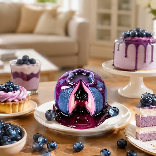 3D Blueberry Silicone Mold for Mousse Cake - Fruit Pudding Blueberry Molds - color: 6-Cavity Blueberry
