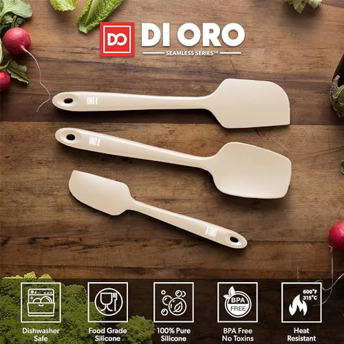 DI ORO Silicone Spatula Set - 600F Heat Resistant, 3-Pc Clay - color: Clay