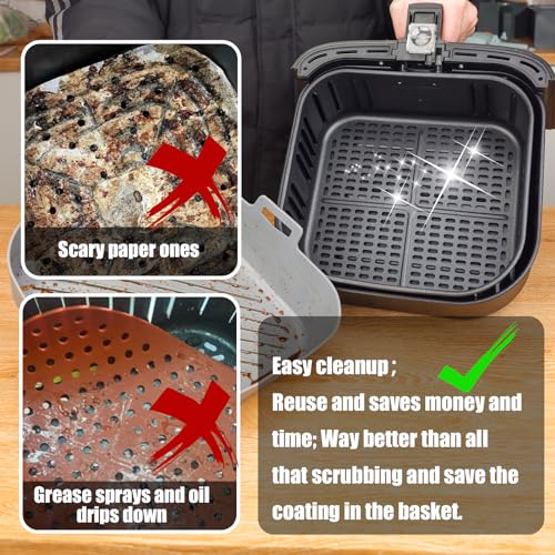 Golden Associate Silicone Liners Square for Air Fryer, 4 Pcs Non-stick Food-grade Reusable Basket Silicone Pot Baking Tray Airfryer Accessories, Top Size 9 inches, Bottom Size 8 inches - size: 9'' square*4