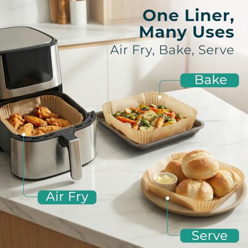 Air Fryer Liners Disposable Large 9.1” Square for 8-12 QT Basket - 128 Pcs - size: 9 inch - Square