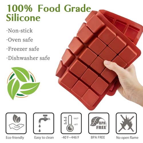 JOERSH Square Silicone Caramel Hard Candy Molds, 2 Pack, 1.2" x 1.2" x 0.7" - color: 2 Pcs: 40 Cups, 1.2x1.2x0.7 Inch