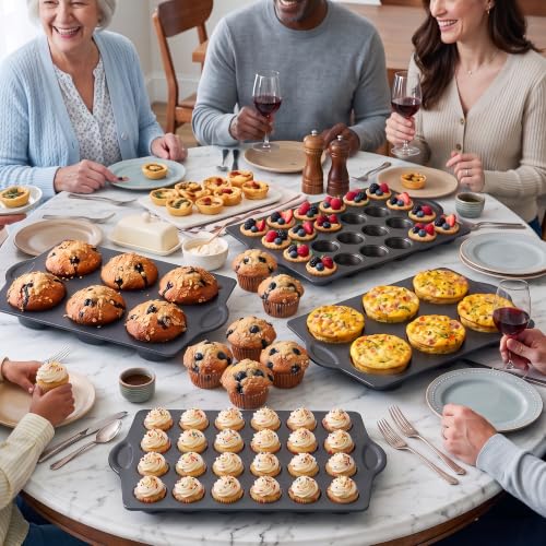 HONGBAKE Nonstick Jumbo Muffin Pan, 2 Pack Large Cupcake Tin with 120pcs Muffin Liners, Cup Cake Tray for Baking, 3.5dia, 6 Cup, Premium, Extra Thick