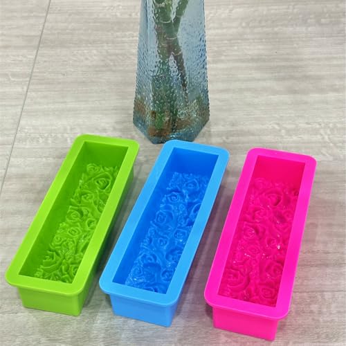 Rectangular Rose Silicone Soap Mold for Soap Making - color: Rose Red, size: 2 Silicone Molds
