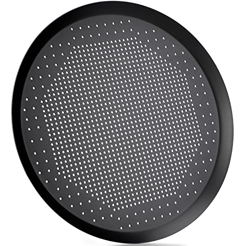 Beasea Pizza Pan with Holes, 13 Inch Pizza Pan Aluminum Alloy Round Vented Pizza Pans Heavy Duty Pizza Crisper Pan Pizza Baking Tray Bakeware for Home Restaurant Kitchen - color: Black, size: 13 Inch