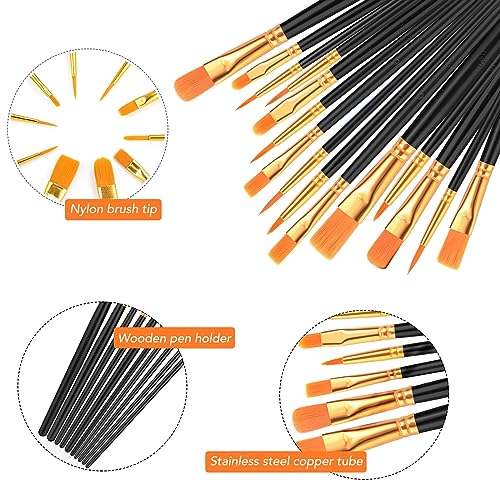 AROIC Paint Brush Set, 10 Pack 100 Pcs Acrylic Paint Brushes - color: Black, size: 100pcs-black