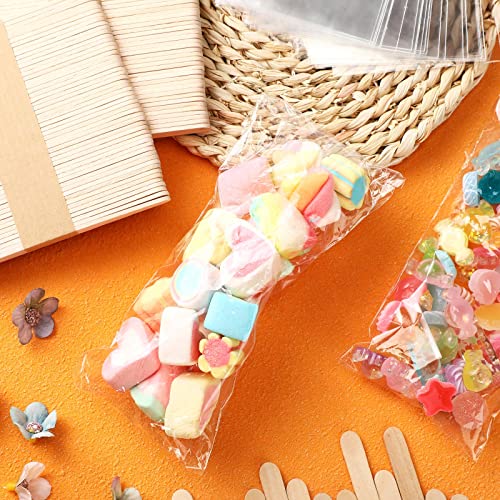 Capoda 600 Pcs Ice Lolly Sticks and Plastic Bags Set,Clear Self-adhesive