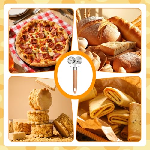 Dual Wheel Pastry Cutter, Ravioli and Pasta Wheel, Wood Handle