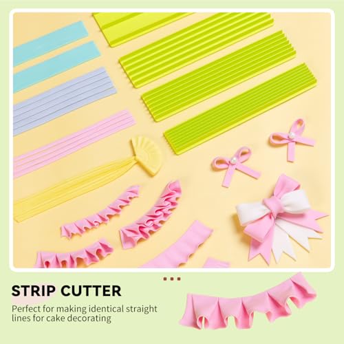 4 Pcs Fondant Strip Cutter, MultiCutter Ribbon Rectangle Cookie Cutter