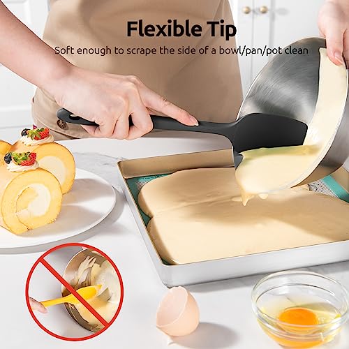 U-Taste Silicone Spatula Set, 600ºF High Heat Resistant, 3-Pcs, Black - color: Black