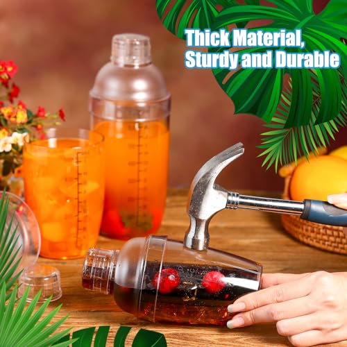 Lallisa 4 Pcs Plastic Cocktail Shaker Hand Drink Mixer Bubble Tea Shaker with Scales and Strainer Top Clear Cup with Measurements Mixing Tool for Tea Coffee Milk(350 Cc/ 12 oz) - size: 350 cc / 12 oz