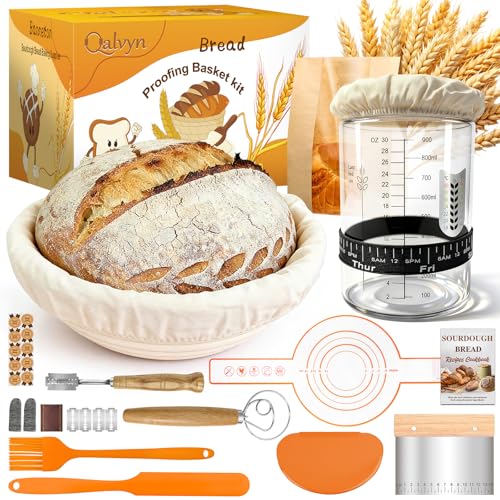 Sourdough Starter Kit with Sourdough Jar & Baking Supplies for Beginner - color: Orange