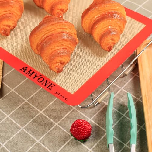 AMYONE Silicone Baking Mats for 10x15" Jelly Roll Pan, Platinum, 2PCS - size: 14.4"L x 9.5"W