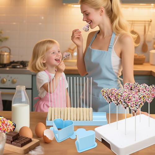 Heart Cake Pop Mold Set with 9in Tray and Sticks- Blue - color: Light blue（Heart）