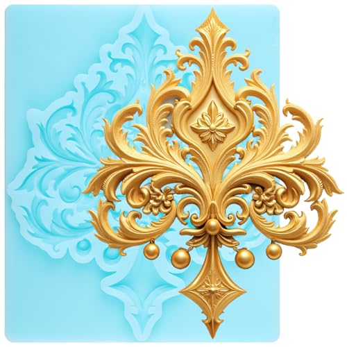 Baroque Scroll Relief Silicone Mold Relief Flower Fondant Mold - color: Style K