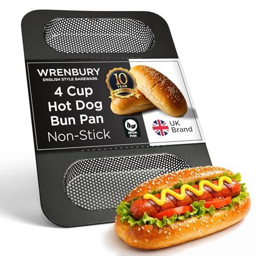 Wrenbury Perforated Hot Dog Bun Baking Pan - Nonstick Bread Mold