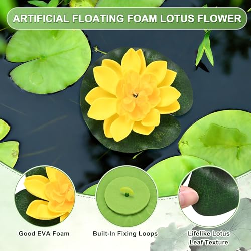 M METERXITY 1-Set Foam Lotus Flower 4 inch for Garden, Yellow - color: Yellow, size: 3.9 Inch