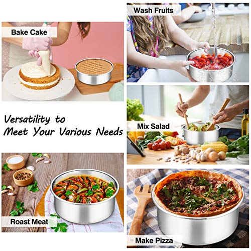 P&P CHEF 6 Inch Cake Pans Set, 2Pcs Stainless Steel Round Baking Pan - size: 6 Inch
