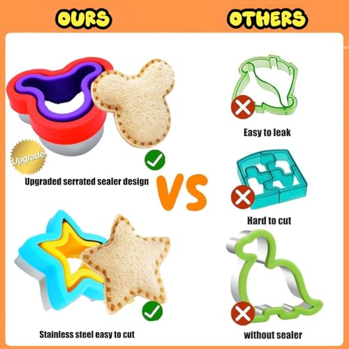 Uncrustable Sandwich Cutter, Crustless Sandwich Cutter and Sealer Set - color: 6Shapes