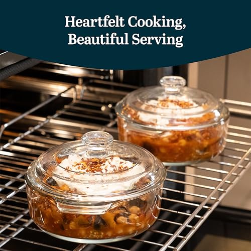Libbey Baker's Basics 2-Piece Round Glass Casserole Dish Set with Lids - color: Basic - 2pc Round Set
