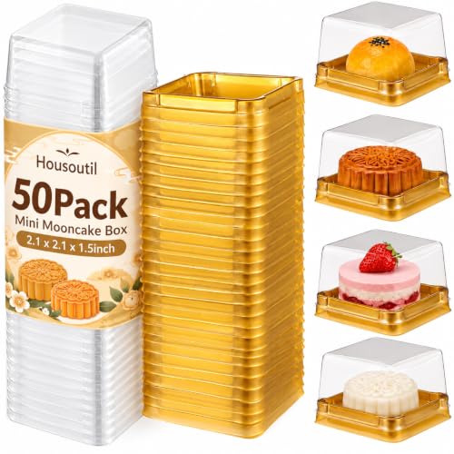 Housoutil 50Pack Mini Mooncake Box, Square Containers with Lids - 2.1inch