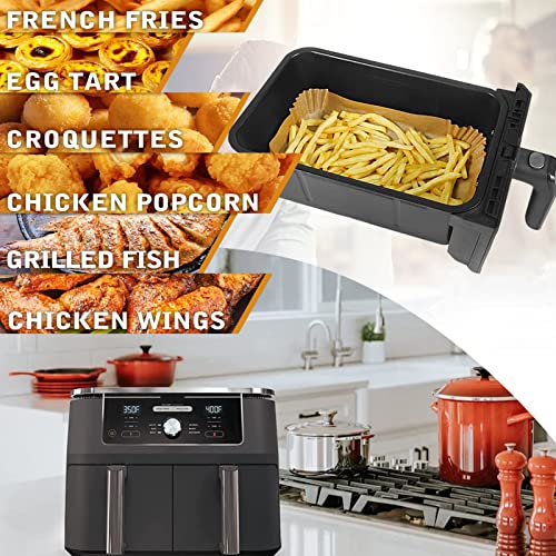 Air Fryer Liner Rectangular for Ninja Foodi Dual Basket 8QT 10QT - size: 8.6"x5.5" Rectangle 125 pcs