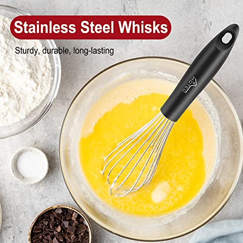 HOTEC 4Pcs Silicone Whisk Set, Wire Balloon Whisks for Cooking Egg Beater - color: 4pcs: Silver 6.7"+9.3"+10.4"+12"