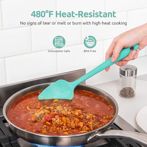 U-Taste Silicone Spoon Spatula Set of 3, 480°F High Heat Temp, Aqua Sky - color: Aqua Sky