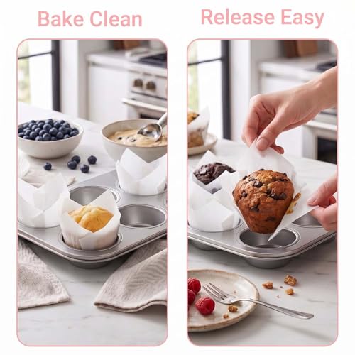 200 Pcs White Tulip Cupcake Liners for Baking, Standard Size - color: White