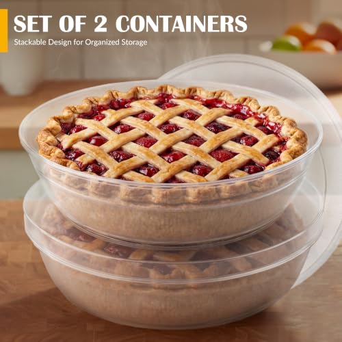 2 Pack Pie Carrier with Airtight Lid - Transport Pie Container, Storage