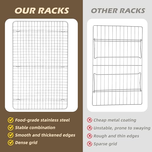 Pleafind 3 PCS Silver Stackable Cooling Rack -16 x 10 Inch Wire Rack, Heavy Duty Stainless Steel Baking Racks, Cooling Racks for Cooking and Baking Cookie Pizza Cake, Oven and Dishwasher Safe - color: Silver