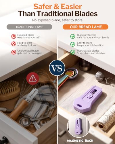 Bread Lame Sourdough Scoring Tool with Extractable & Magnetic Design - color: Purple