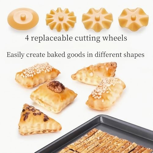 4-in-1 Safety Pasta Cutter Wheel, Rounded Blade Non-Slip Handle, 6.1in