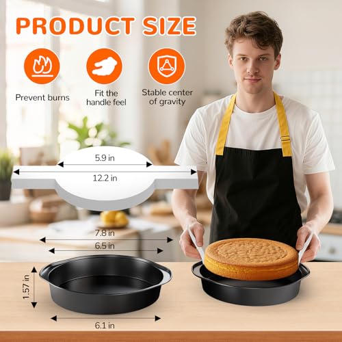 6 Inch Round Cake Pan with Handle, 3PCS Nonstick Cake Pans with 100 PCS Parchment Paper - size: 6 Inch