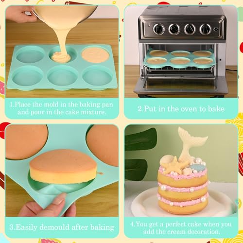 3Pcs Silicone Muffin Top Pan, 4Inch Round Molds for Baking