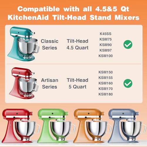 5 QT Stainless Steel Mixer Bowl for KITCHENAID TILT-HEAD 4.5-5 Qt Mixer - color: Silver