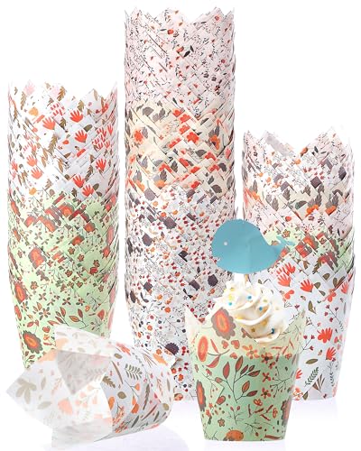Reallnaive 500 Pcs Thanksgiving Fall Tulip Cupcake Liners