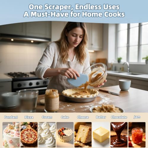 Silicone Dough Scraper with Metal Core Flexible Bowl Scraper Bread Baking - color: Blue