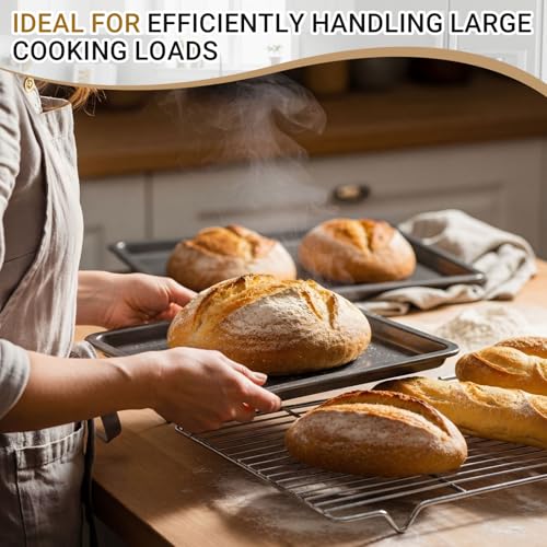 Lounsweer 2 Pack Cooling Racks, 10L x 18W x 1H Stainless Steel Wire Rack for Baking Sheet, Large Cookie Cooling Rack, Oven Safe Cooking Racks for Sheet Pan, Dishwasher Safe, Full Size - size: 10L X 18W X 1H