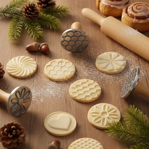6 Pcs Cookie Stamps for DIY Baking, Cake, Pastry, Gift Package