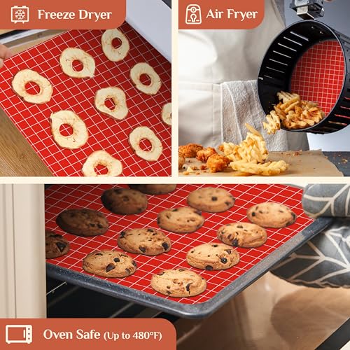 GTJ Silicone Baking Mat Roll, Reusable Baking Sheet Liners, 16 in x 10 ft - color: Red + White Line, size: 120"L x 16"W