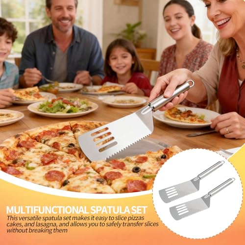 2PCS Pie Server Set Stainless Steel Pie Cutter and Server Set,Spatula with Serrated Edge for Cutting and Serving Cake, Pizza,Lasagna - size: 2PCS