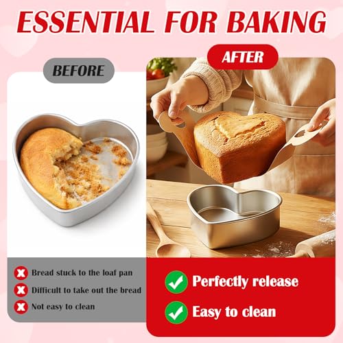 Willinglong 100 Pcs Heart Shaped Parchment Papers Pre cut Baking Sheets with Long Tabs for Easy Lift Non stick Baking Cooking Sheets for Heart Cake Pan Kitchen, Wedding, Pan Not Included (6 Inch) - size: 6 Inch