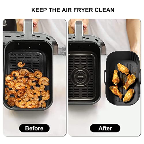 Silicone Air Fryer Liners 2 Pack for Ninja 8-10 QT Dual Air Fryers - color: Black, size: 8-10QT