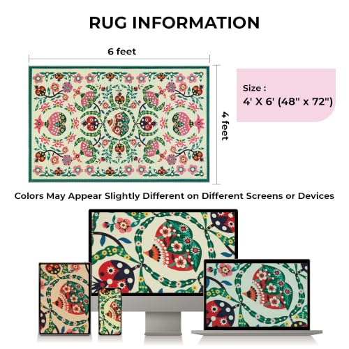 Pomegranate Area Rug 4x6 Washable Accent Rug - color: Pomegranate 02, size: 4' x 6' (Rectangular)
