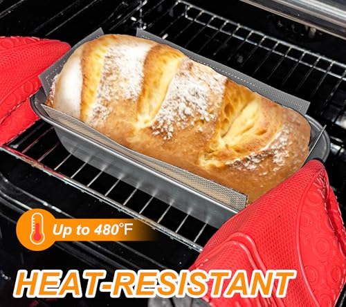 Silicone Bread Loaf Pan Liner, 2 Pack Reusable Silicone Bread Sling Loaf Pan Lifters for 9x5" or 1.5lb Loaf Pans, Nonstick Dough Transfer Tool for Baking