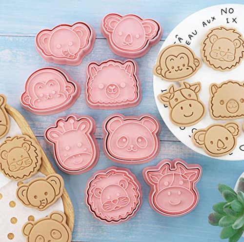 8pcs Cute Animals Cookie Cutters,Plastic Panda Cookie Stamps (Animals B) - color: Animals B