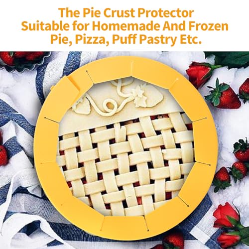 Heavy Duty Silicone Pie Crust Shield Edge Protector Fit 8-10.5 Inch Pie Pan - color: Yellow